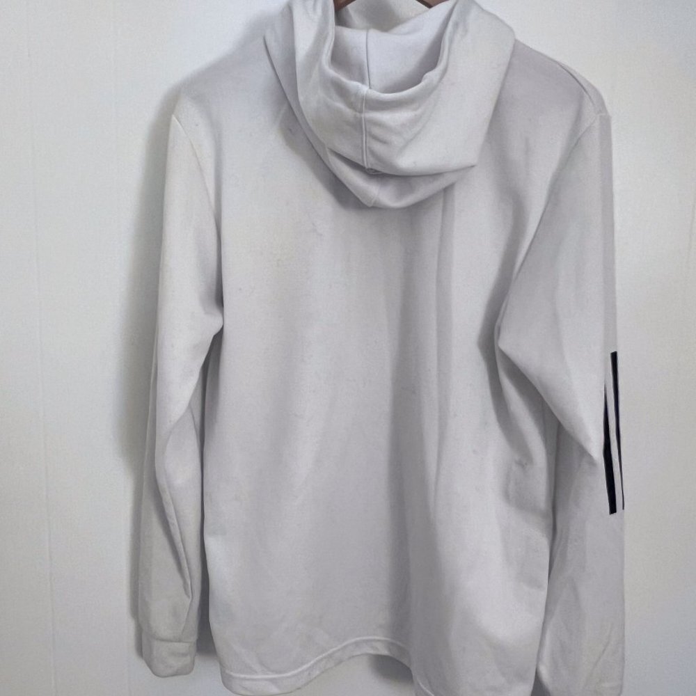 adidas Sport ID Pullover Hoodie White Black Graphic Size M - Picture 5 of 11